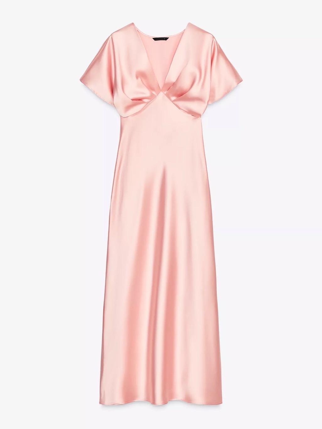 Zara Satin Effect Pink Midi Dress Medium